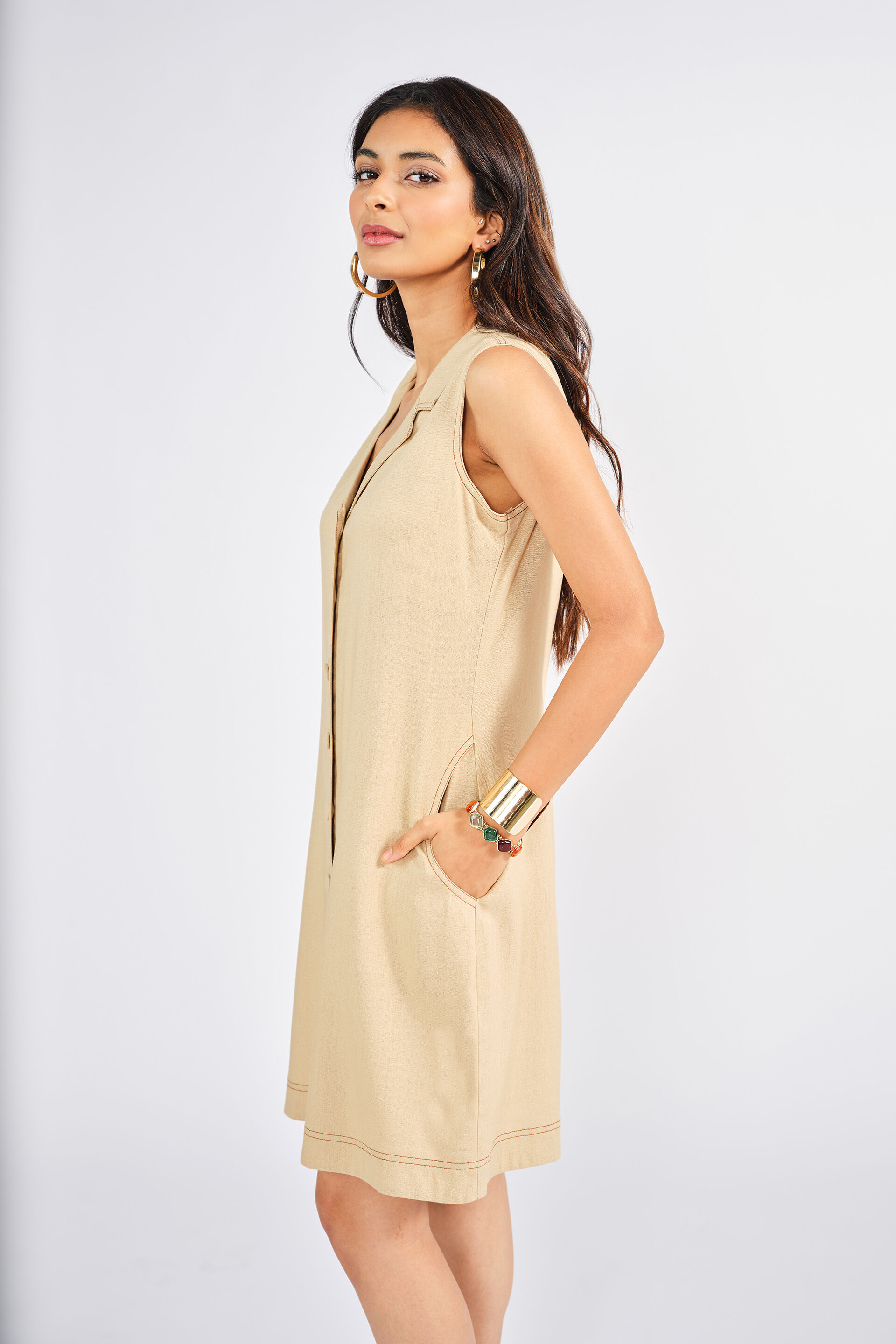 Brio Beige Shift Dress, Beige, image 4